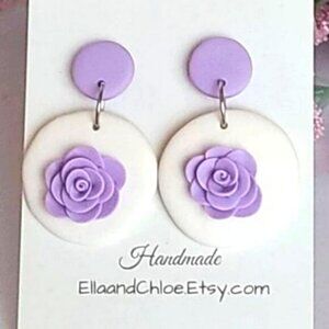 Colourblock Handmade Clay Summer Spring Floral Drop Flower Dangle Earrings